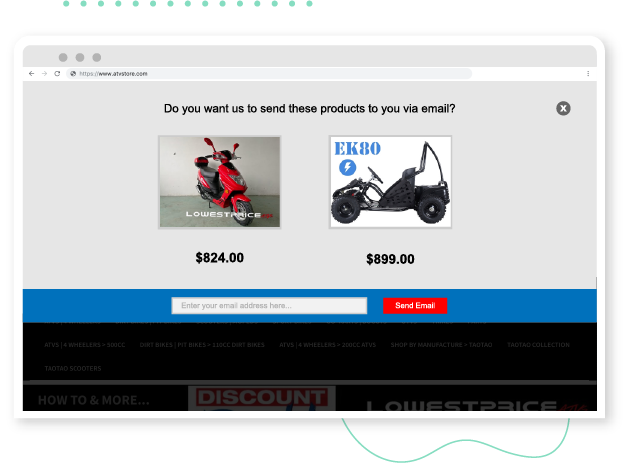 give shoppers an alternative to cart abandonment with send my cart image