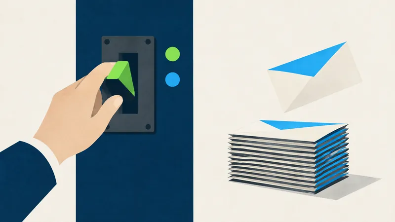 Illustration of a hand pressing a green button on a control panel